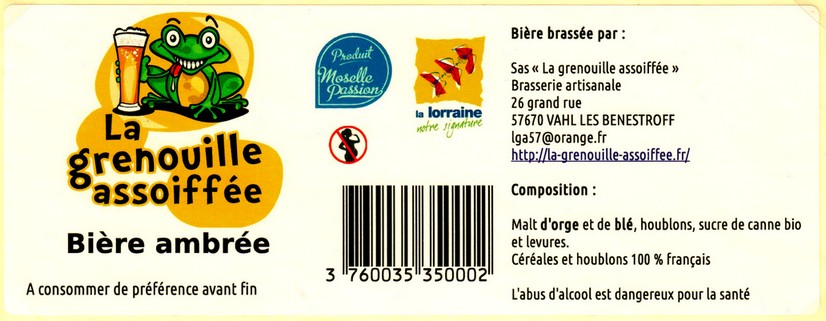 etiquette BRASSERIE LA GRENOUILLE ASSOIFFEE 15