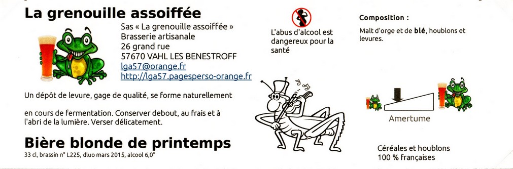 etiquette BRASSERIE LA GRENOUILLE ASSOIFFEE 16