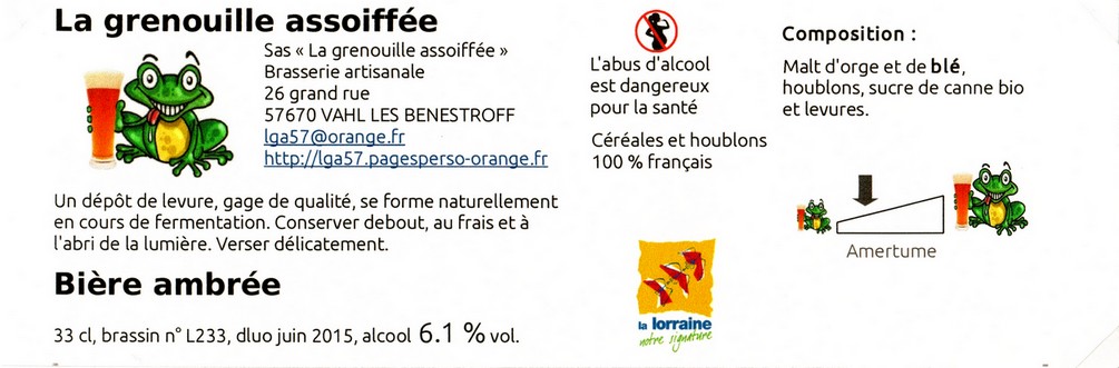 etiquette BRASSERIE LA GRENOUILLE ASSOIFFEE 17