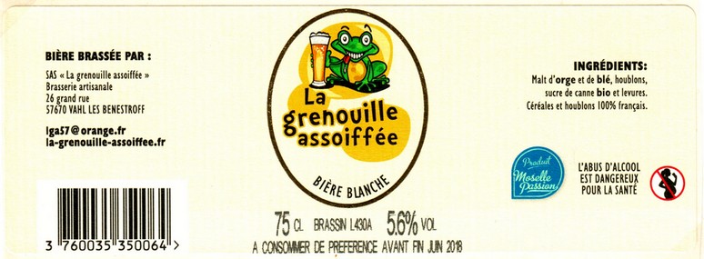 etiquette BRASSERIE LA GRENOUILLE ASSOIFFEE 18