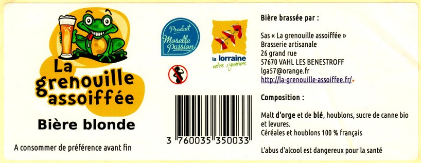 etiquette BRASSERIE LA GRENOUILLE ASSOIFFEE 20