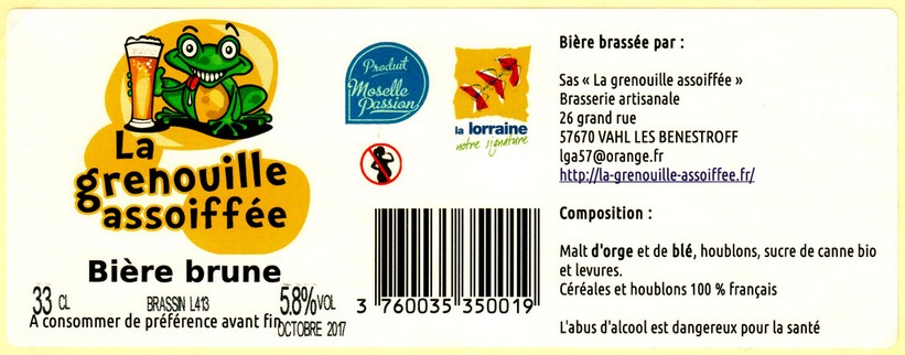 etiquette BRASSERIE LA GRENOUILLE ASSOIFFEE 21