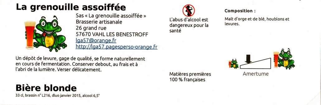 etiquette BRASSERIE LA GRENOUILLE ASSOIFFEE 23