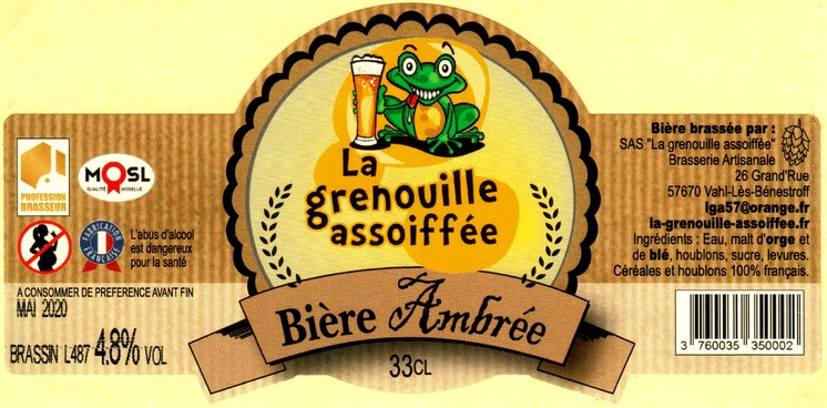 etiquette BRASSERIE LA GRENOUILLE ASSOIFFEE 26