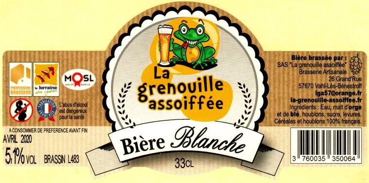 etiquette BRASSERIE LA GRENOUILLE ASSOIFFEE 27