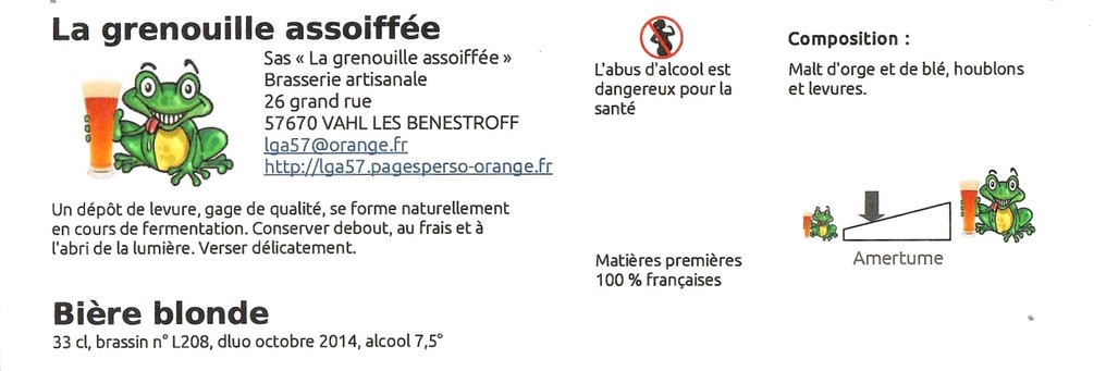 Etiquette BRASSERIE LA GRENOUILLE ASSOIFFEE 31
