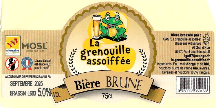 Etiquette BRASSERIE LA GRENOUILLE ASSOIFFEE 34