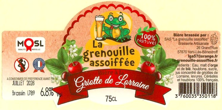 Etiquette BRASSERIE LA GRENOUYILLE ASSOIFFEE 38