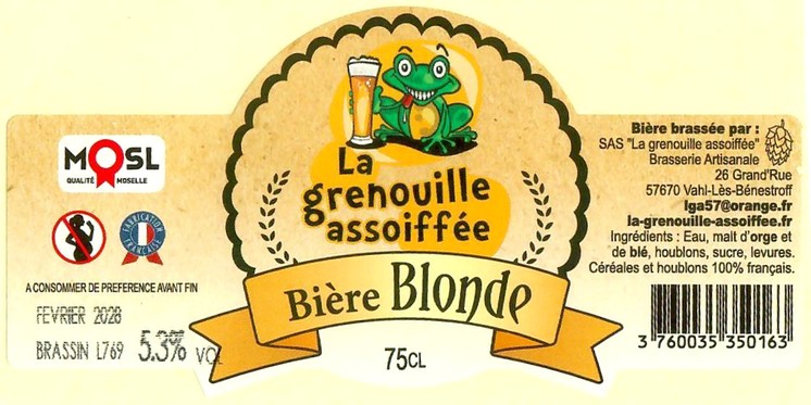 Etiquette BRASSERIE LA GRENOUYILLE ASSOIFFEE 39