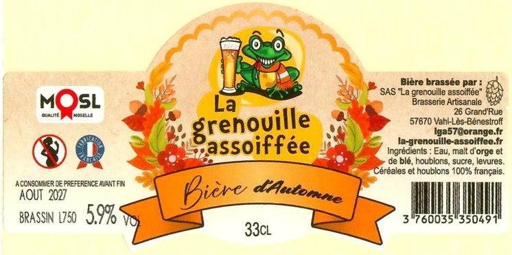 Etiquette BRASSERIE LA GRENOUILLE ASSOIFFEE 47