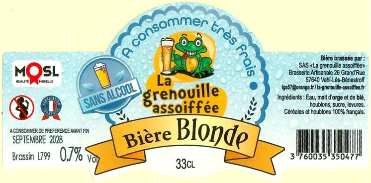 Etiquette BRASSERIE LA GRENOUILLE ASSOIFFEE 49