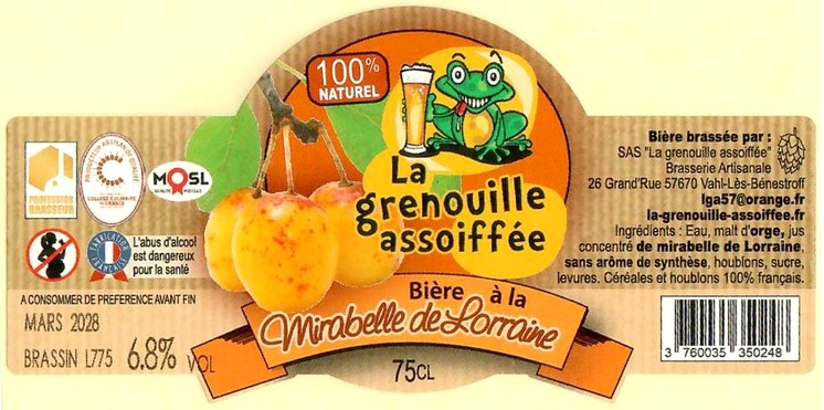 Etiquette BRASSERIE LA GRENOUILLE ASSOIFFEE 51