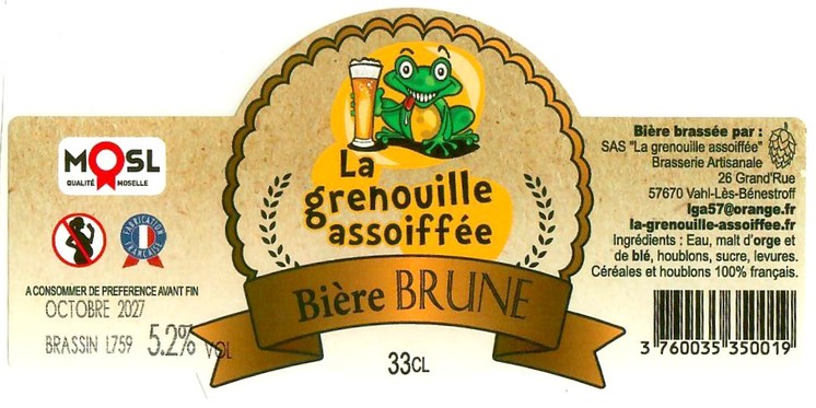 Etiquette BRASSERIE LA GRENOUILLE ASSOIFFEE 55