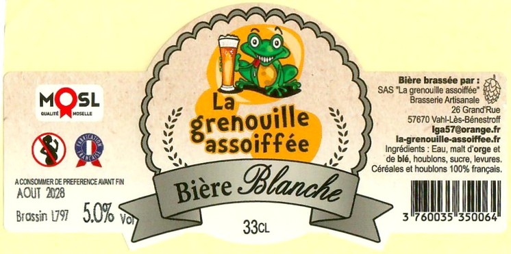 Etiquette BRASSERIE LA GRENOUILLE ASSOIFFEE 60