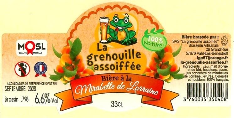 Etiquette BRASSERIE LA GRENOUILLE ASSOIFFEE 62
