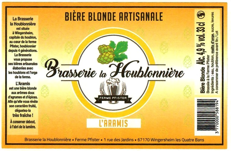 Etiquette BRASSERIE LA HOUBLONNIERE 01