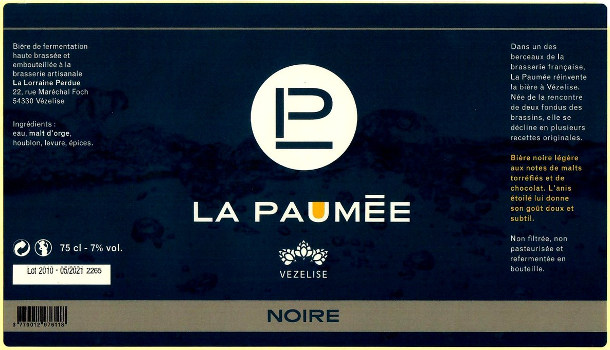 etiquette BRASSERIE LA LORRAINE PERDUE 06