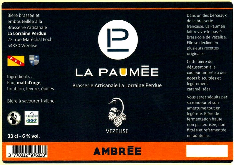 etiquette BRASSERIE LA LORRAINE PERDUE 11