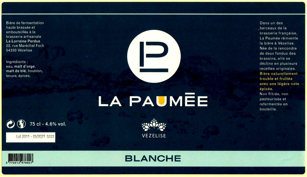 etiquette BRASSERIE LA LORRAINE PERDUE 12