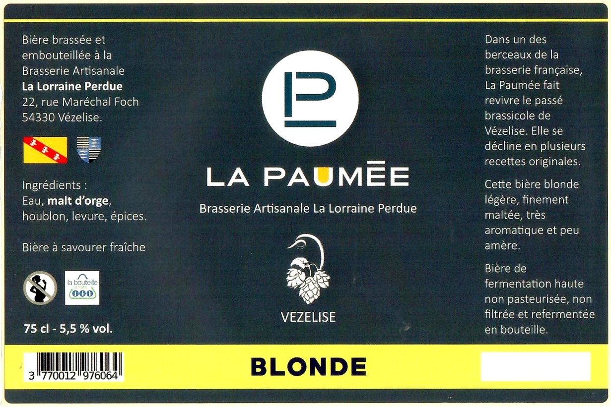 Etiquette BRASSERIE LA LORRAINE PERDUE 15
