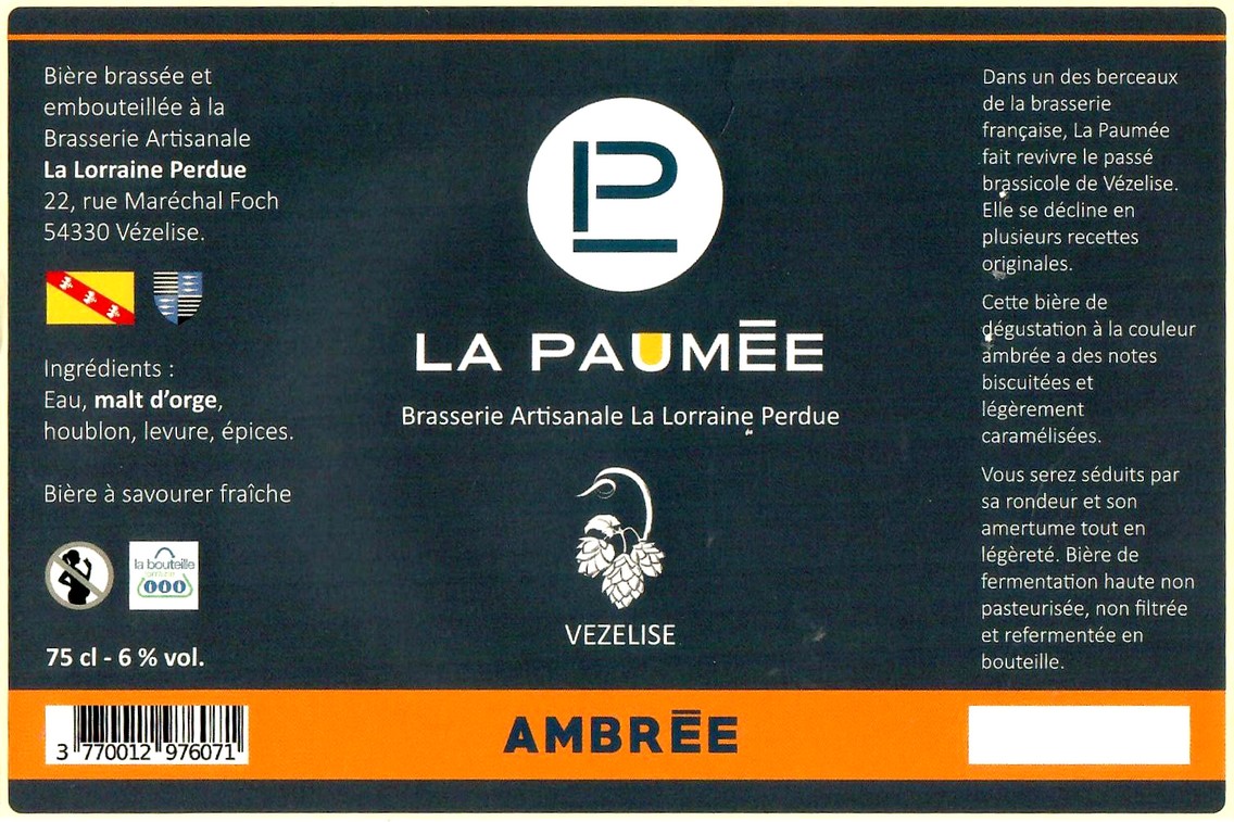 Etiquette BRASSERIE LA LORRAINE PERDUE 18