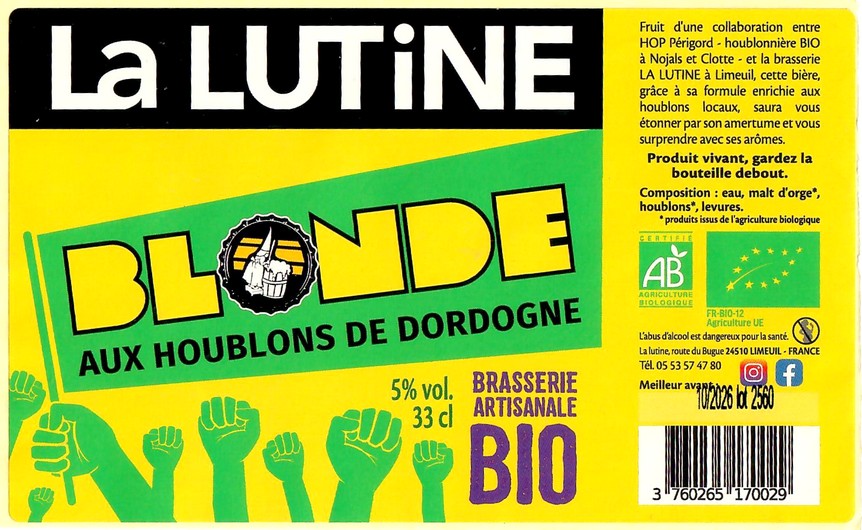 Etiquette BRASSERIE LA LUTINE 63