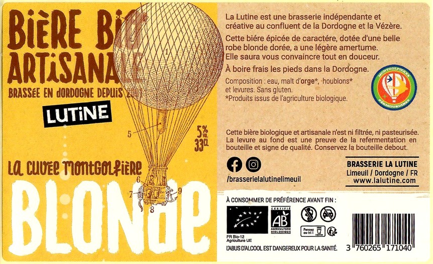 Etiquette BRASSERIE LA LUTINE 65