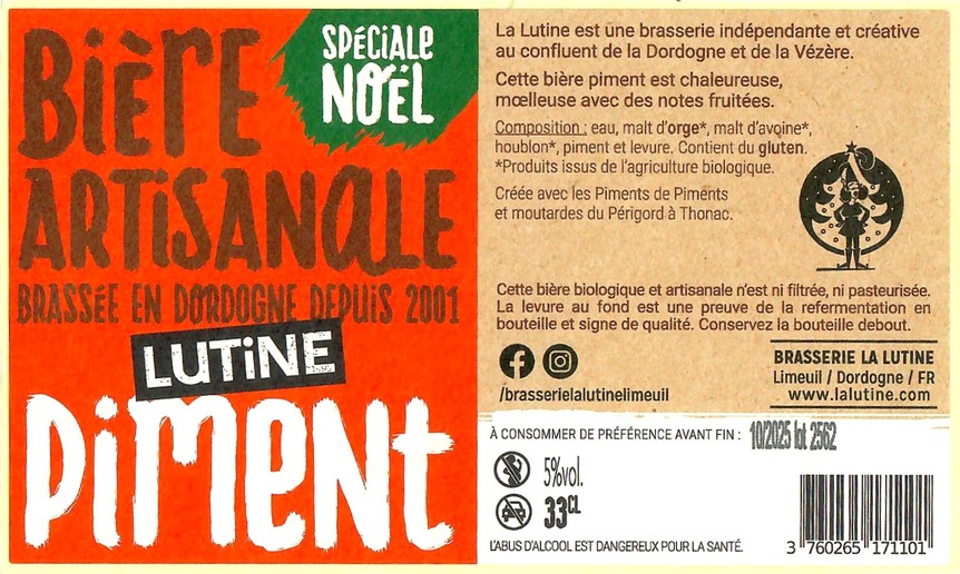 Etiquette BRASSERIE LA LUTINE 72