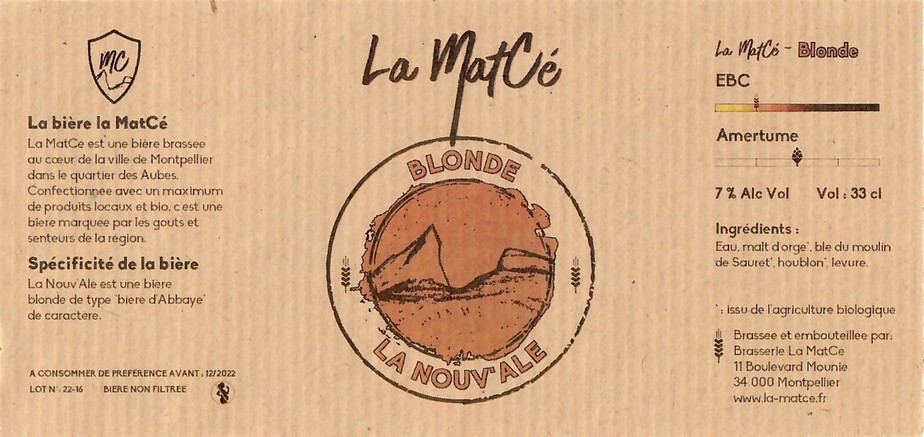 Etiquette BRASSERIE LA MATCE 02
