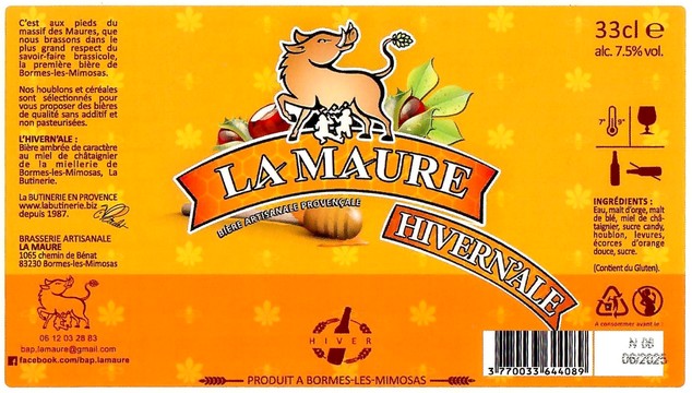 Etiquette BRASSERIE LA MAURE 15