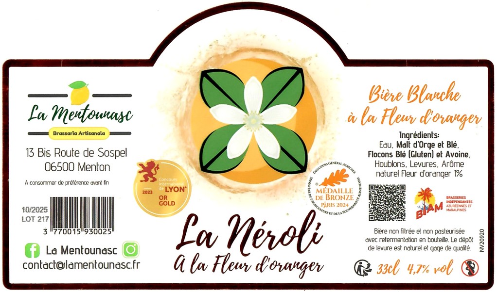 Etiquette BRASSERIE LA MENTOUNASC 07