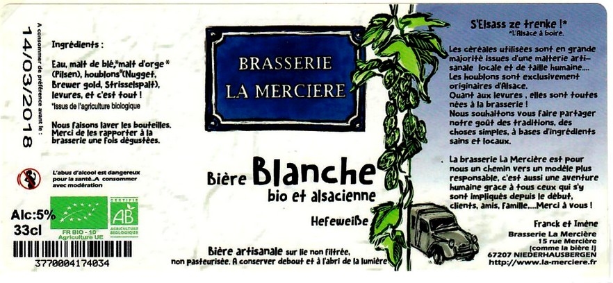 etiquette BRASSERIE LA MERCIERE 15