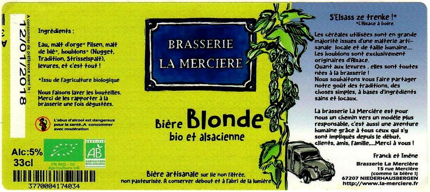 etiquette BRASSERIE LA MERCIERE 16