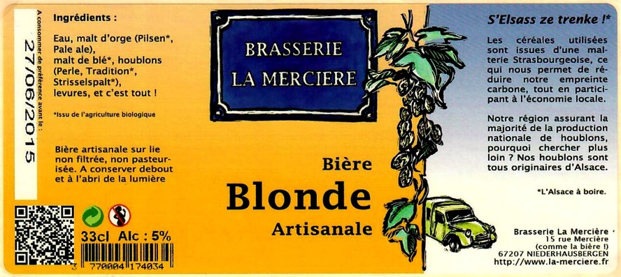 etiquette BRASSERIE LA MERCIERE 17