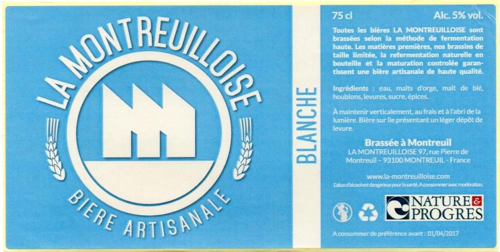 Etiquette BRASSERIE LA MONTREUILLOISE 05