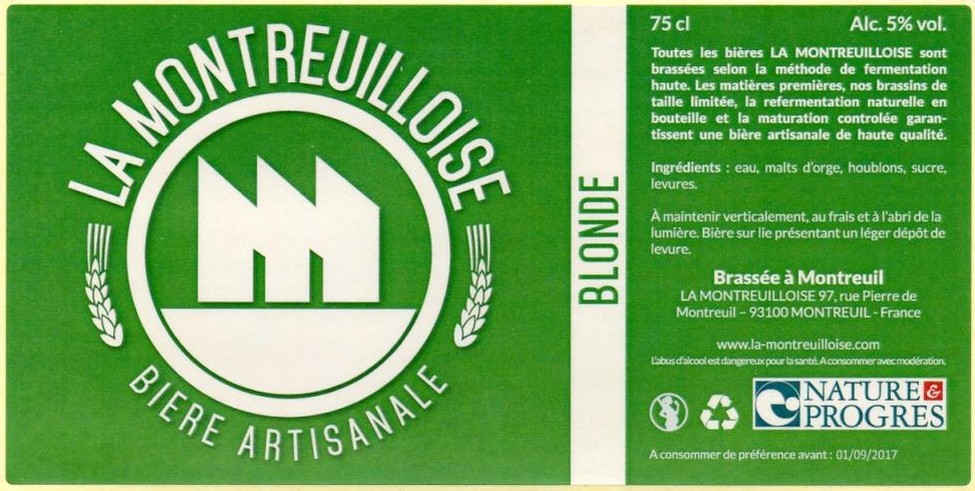 Etiquette BRASSERIE LA MONTREUILLOISE 06
