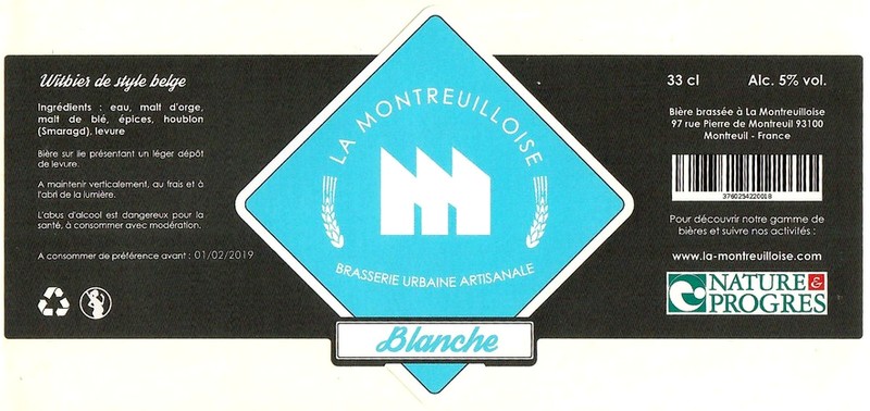 Etiquette BRASSERIE LA MONTREUILLOISE 09