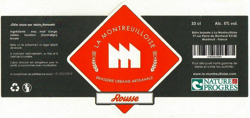 Etiquette BRASSERIE LA MONTREUILLOISE 16