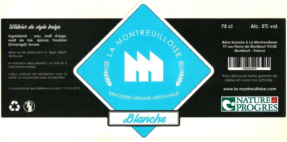 Etiquette BRASSERIE LA MONTREUILLOISE 23