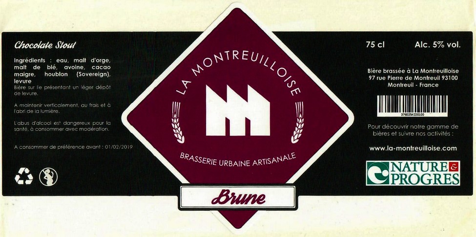 Etiquette BRASSERIE LA MONTREUILLOISE 24