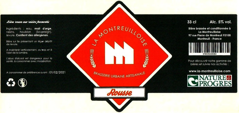 Etiquette BRASSERIE LA MONTREUILLOISE 26