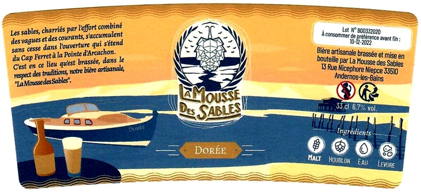 etiquette BRASSERIE LA MOUSSE DES SABLES 01