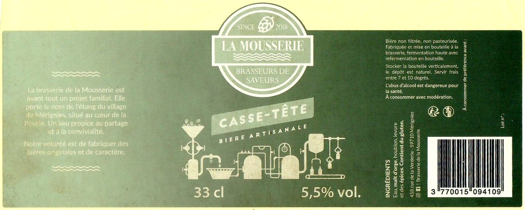 Etiquette BRASSERIE LA MOUSSERIE 23