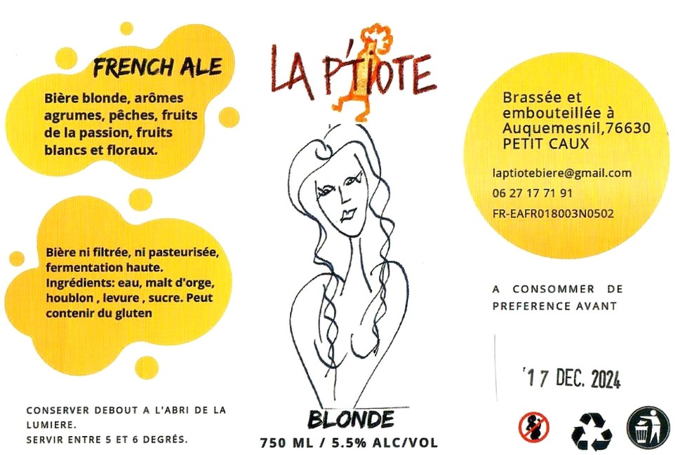 Etiquette BRASSERIE LA P'TIOTE 07 Etiquette BRASSERIE LA P'TIOTE 07