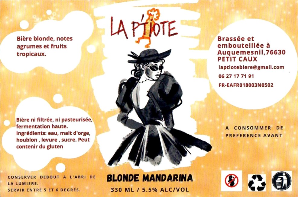 Etiquette BRASSERIE LA P'TIOTE 13 Etiquette BRASSERIE LA P'TIOTE 13