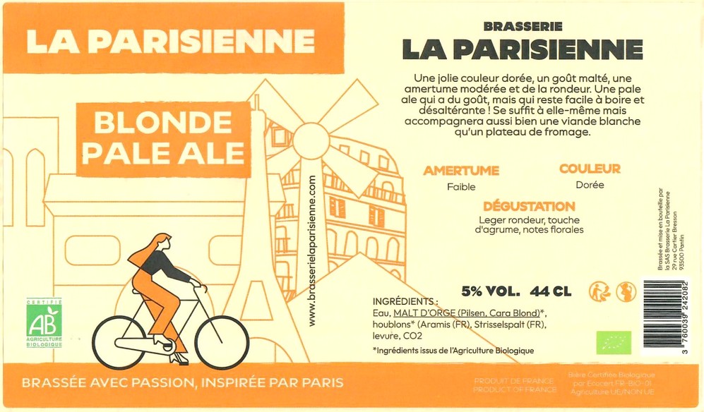 Etiquette BRASSERIE LA PARISIENNE 97