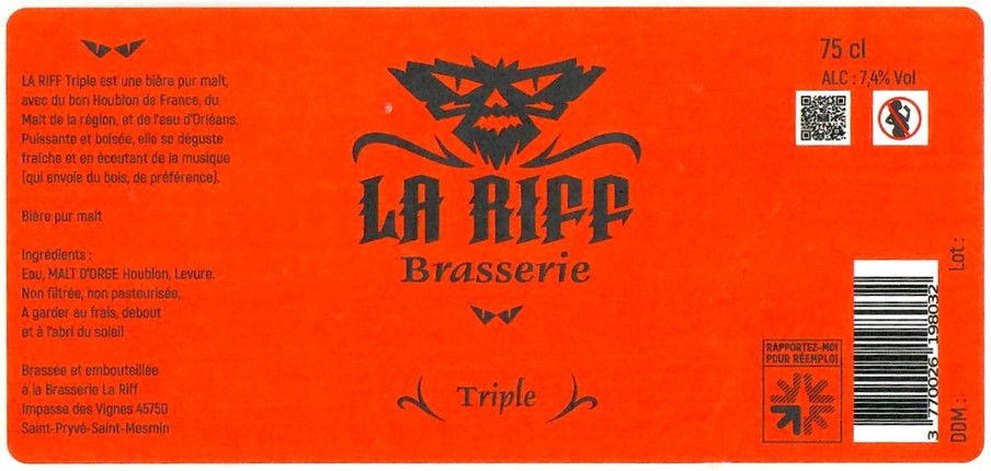 Etiquette BRASSERIE LA RIFF 09