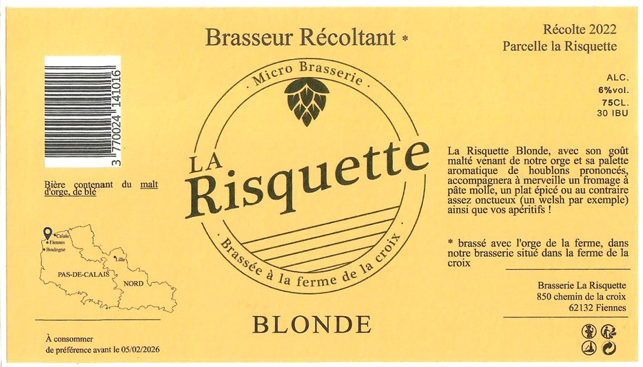 Etiquette BRASSERIE LA RISQUETTE 11