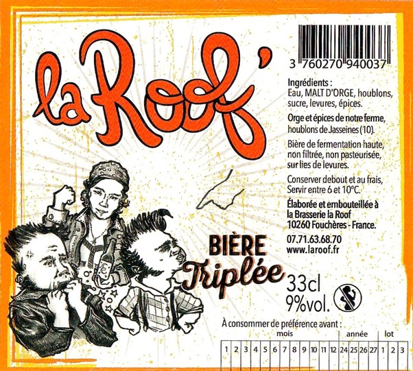 Etiquette BRASSERIE LA ROOF 35