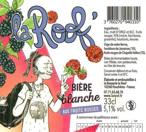 Etiquette BRASSERIE LA ROOF 40